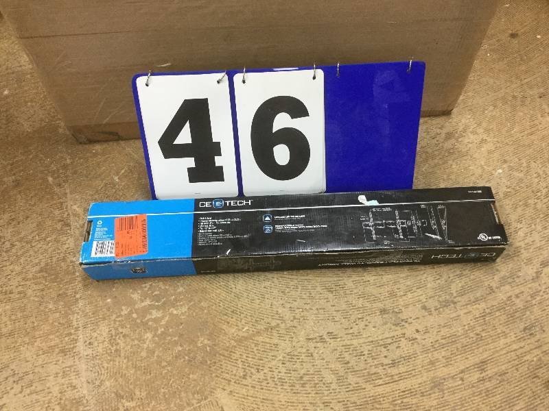 lot 46 image: CE TECH Tilting Wall Mount for 37 in. - 72 in. Flat Panel TVs  open box stock and actual photos used to display item