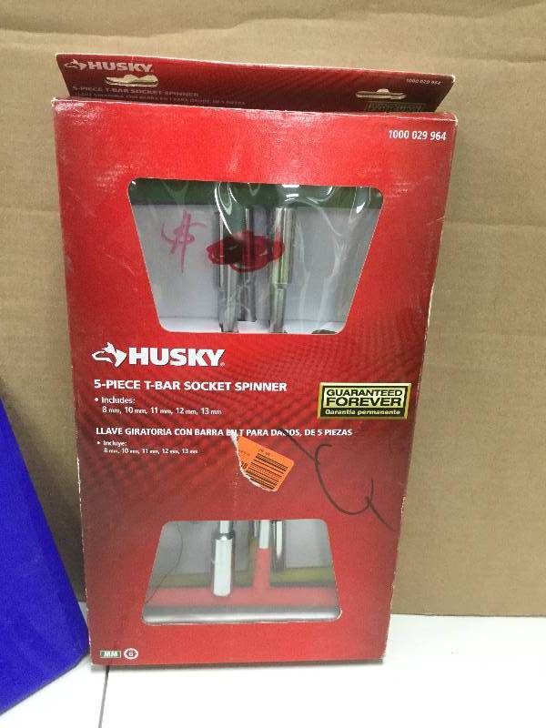 lot 54 image: Husky T-Bar Socket Spinner Metric Set (5-Piece) New open box stock and actual photos used to display item