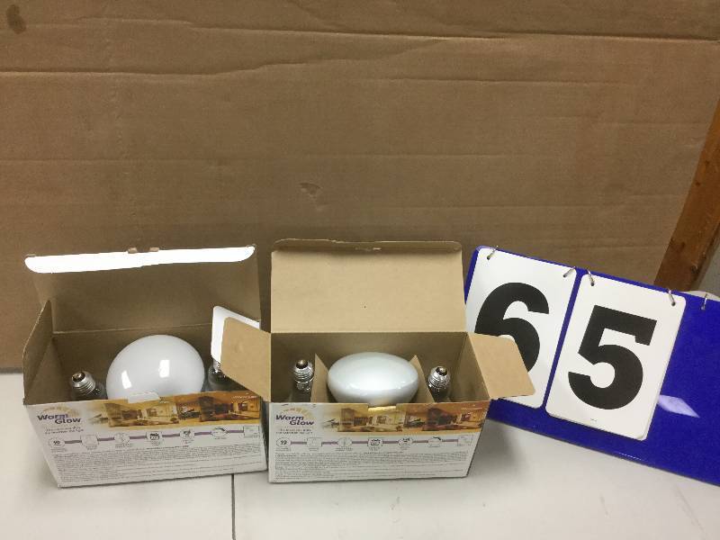 lot 65 image: Set Of 2 Philips 65W Equivalent Soft White with Warm Glow BR40 Dimmable LED Light Bulb (3-Pack)