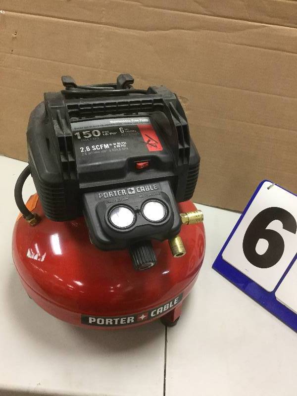 lot 66 image: Porter-Cable 6 Gal. 150 PSI Portable Air Compressor  Used in like new working conditions