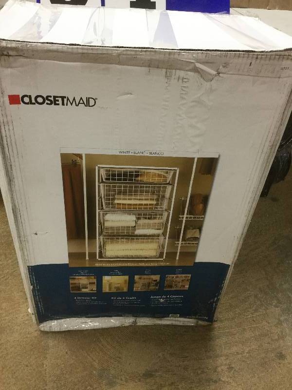 lot 94 image: ClosetMaid 29 in. H Drawer Kit with 4 Wire Basketsopen box stock and actual photos used to display item