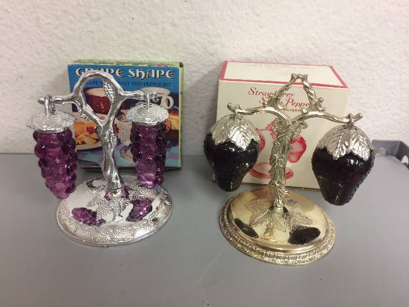 lot 76 image: Grape, Strawberry Salt and Pepper Shakers