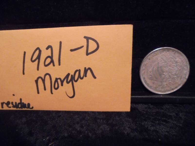 1921-D Morgan Silver Dollar, 90% Silver, has residue on coin