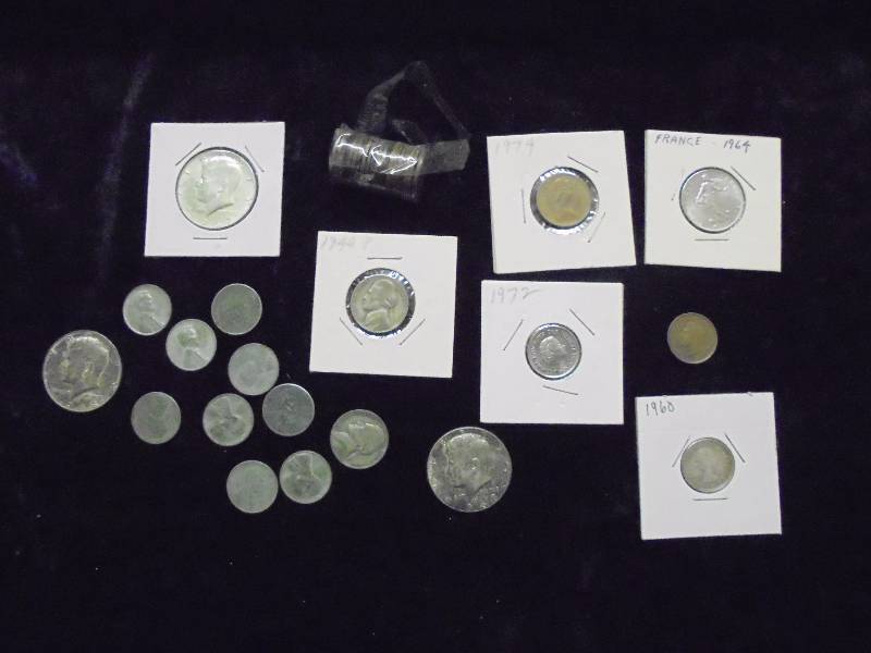 Lot - Misc Coins, Foreign, Wheat Pennies, etc