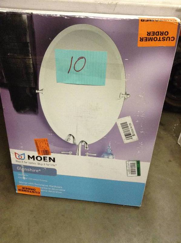 lot 10 image: Moen Glenshire Chrome Mirror with Decorative Hardware