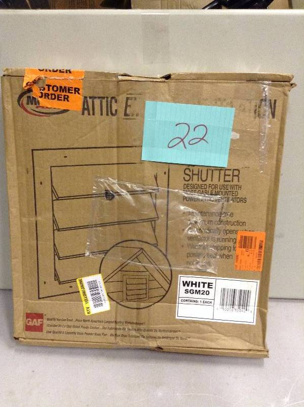lot 22 image: Master Flow 20 in. Aluminum Gable Mount Automatic Shutter