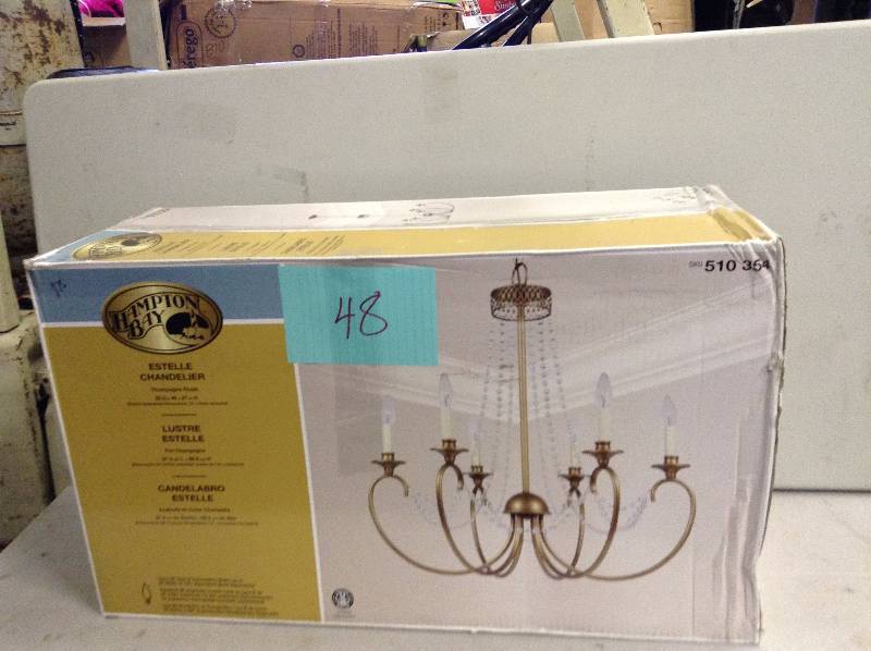 lot 48 image: Hampton Bay Estelle Chandelier Never Used