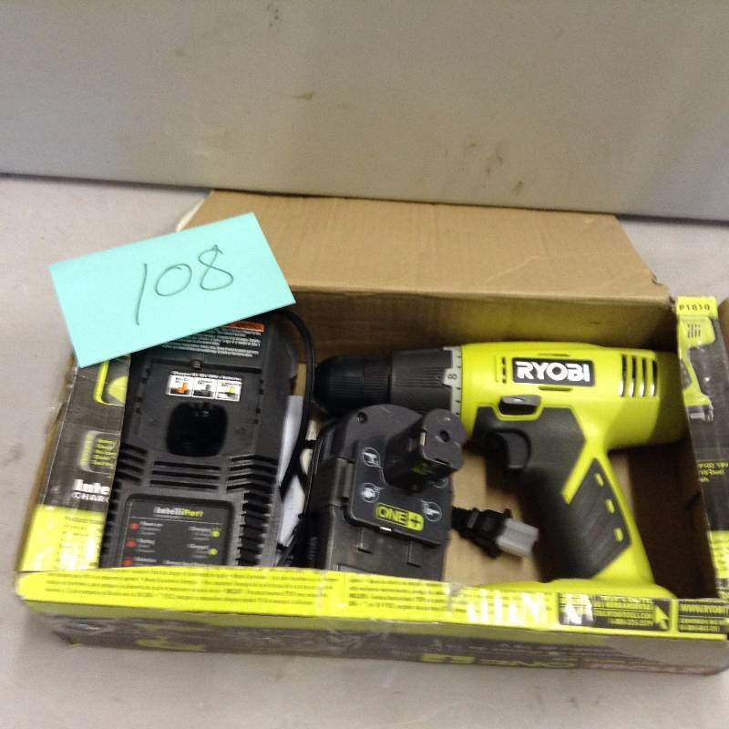 lot 108 image: Ryobi 18V Starter Drill Kit Model P1810 Never used