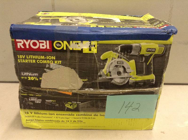 lot 142 image: Ryobi One Plus 18V Lithium Ion Starter Combo Kit Never used