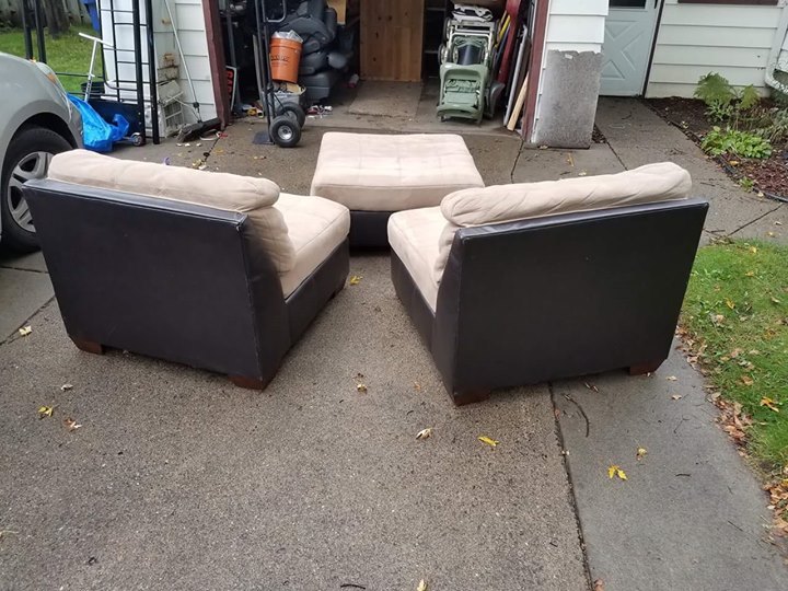 3 piece Micro Fiber Chair and Ottoman Set