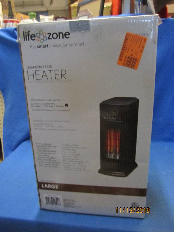 lot 107 image: Life zone quartz infared heater lar...