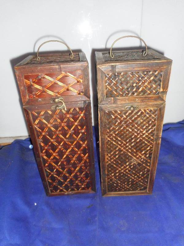 2 ANTIQUE BAMBOO WINE BOXES