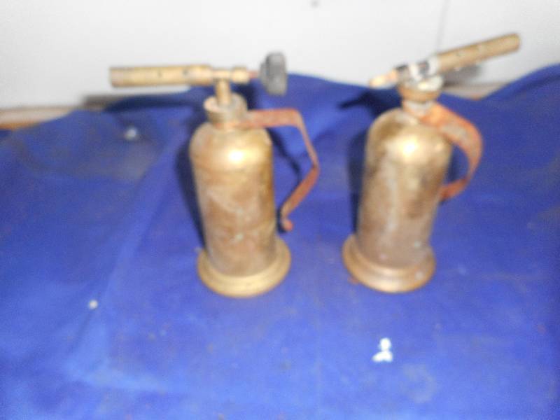 2 ANTIQUE BRASS TORCHES