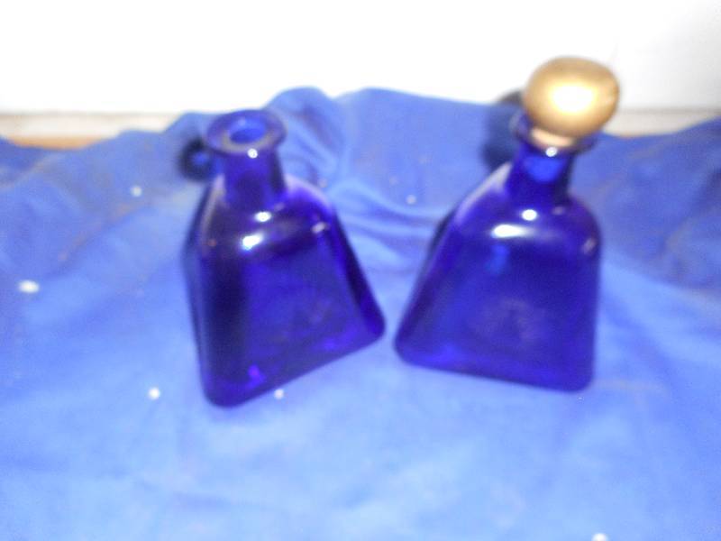 2 VINTAGE COBALT BLUE BOTTLES