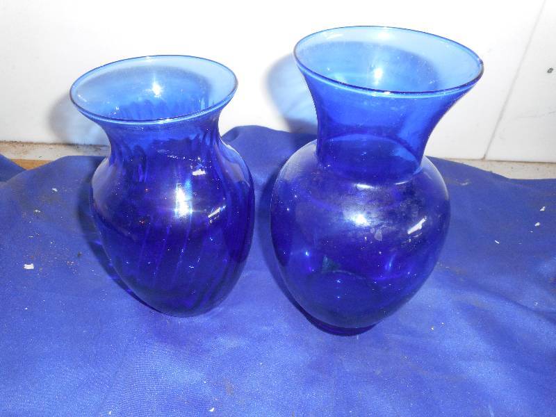 2 COBALT BLUE VASES