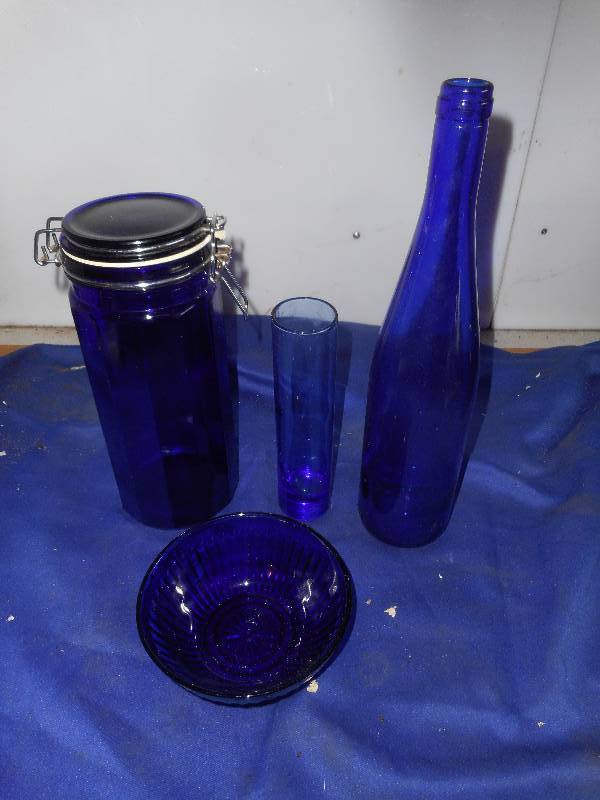 COBALT BLUE CANESTER , BOTTLE , VASE