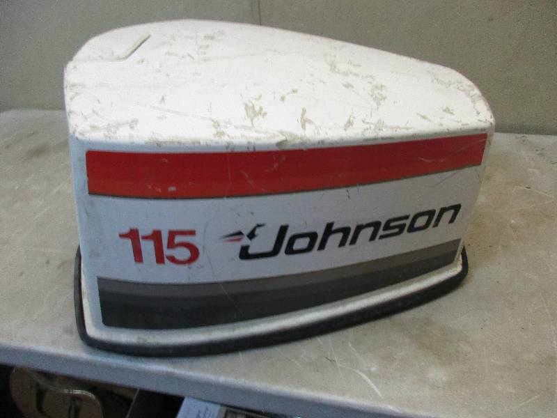 lot 8 image: 115 hp Johnson Seahorse V4 outboard motor cover