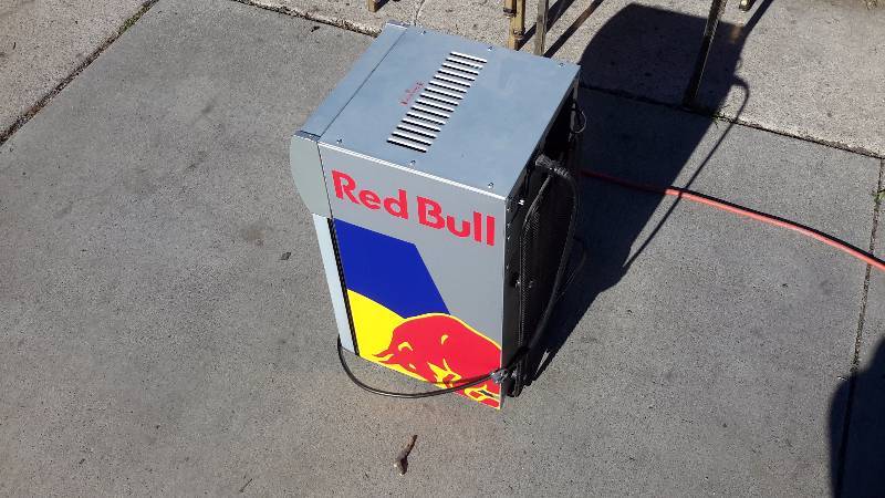 Red bull brand mini cooler-vented top
