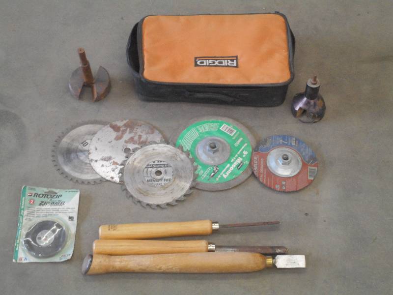 lot 48 image: Lot Of Lathe Tools, Saw Blades, Et...