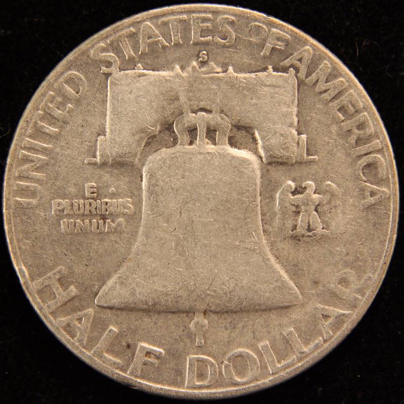 1954-S FRANKLIN SILVER HALF DOLLAR FINE