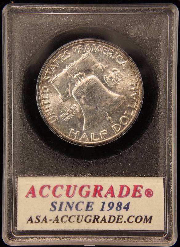 1956 FRANKLIN SILVER HALF DOLLAR MS65 FBL OLD ACCUGRADE
