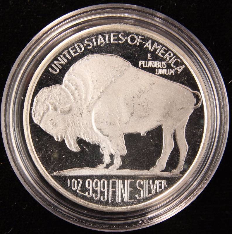 1 TROY OZ. .999 FINE SILVER 2016 INDIAN BUFFALO DESIGN IN AIRTITE HOLDER