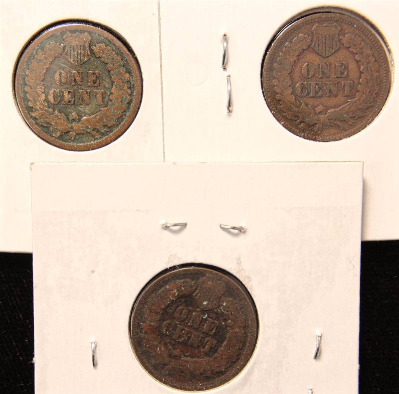 GROUP OF 3 INDIAN HEAD CENTS 1890, 1898 & 1902