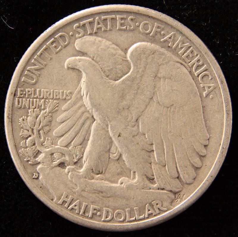 1939-D WALKING LIBERTY SILVER HALF DOLLAR VF