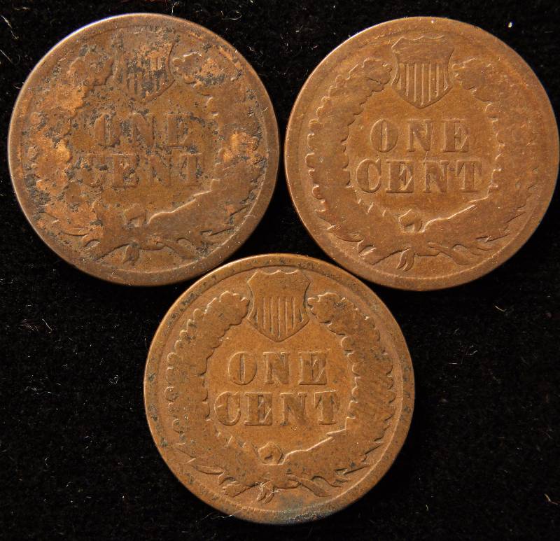 GROUP OF 3 INDIAN HEAD CENTS 1883, 1890 & 1891