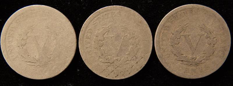 GROUP OF 3 LIBERTY V NICKELS 1902, 1903 & 1904