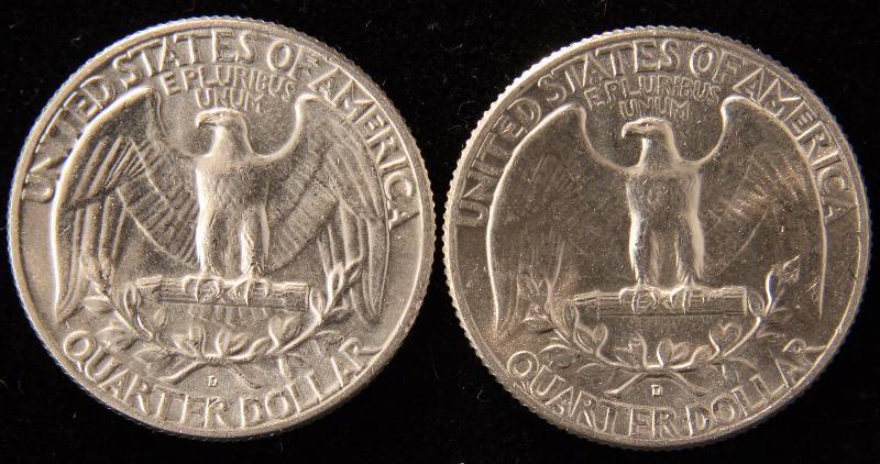 GROUP OF 2 WASHINGTON SILVER QUARTERS 1964-D BU-UNC