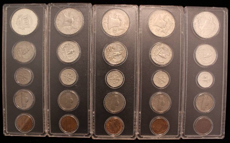GROUP OF 5 SILVER YEAR SETS 1940, 1960, 1961, 1963 & 1970