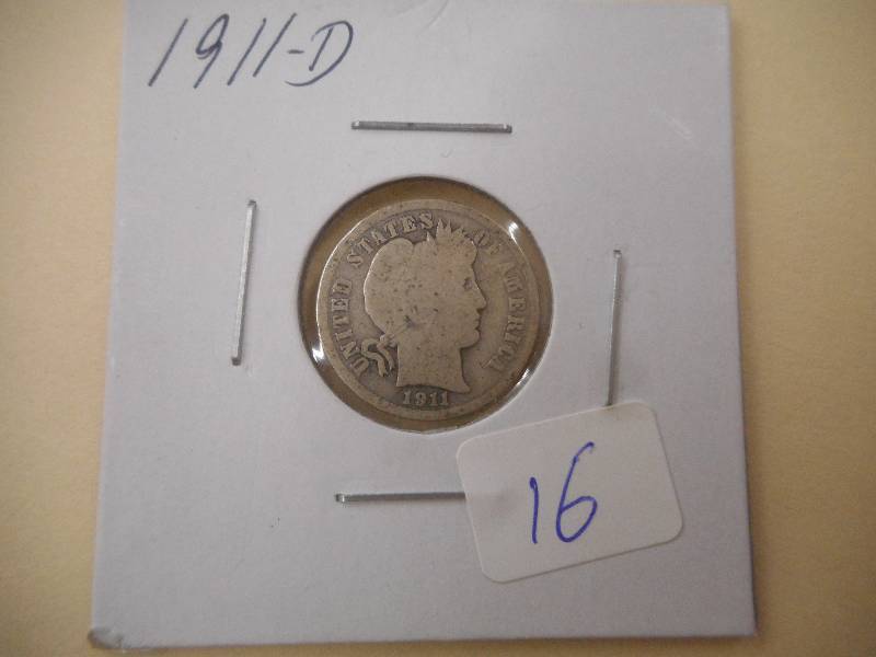 1911-D Barber Dime, A Bit Of Wear ...
