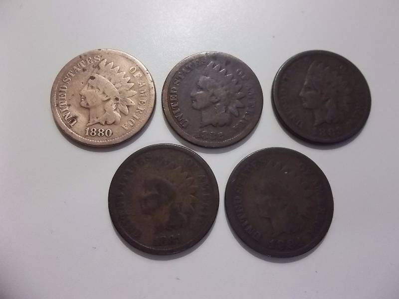 1880, 1881, 1882, 1883, 1884 Indian Head Cents