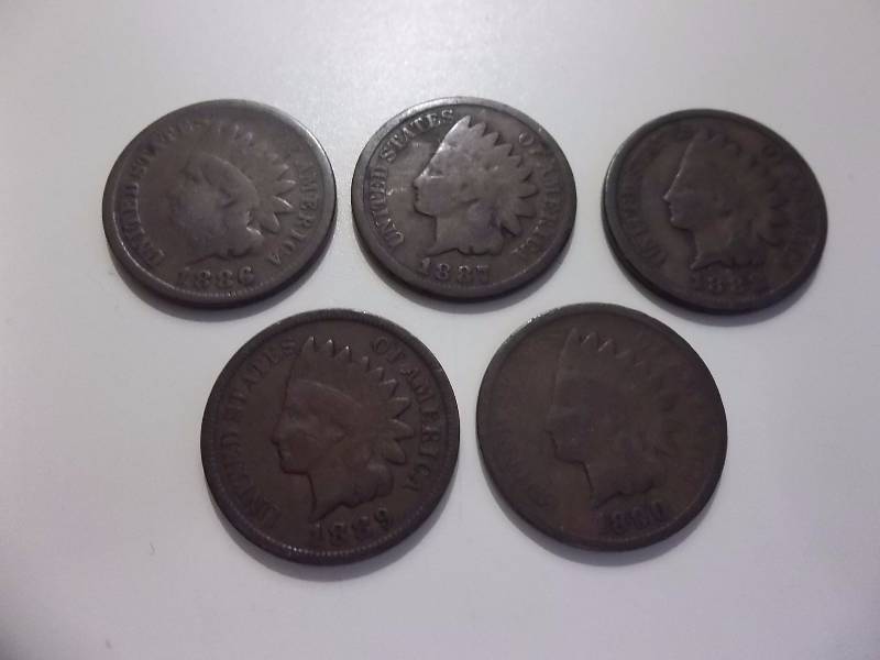 1886, 1887, 1888, 1889, 1890 Indian Head Cents