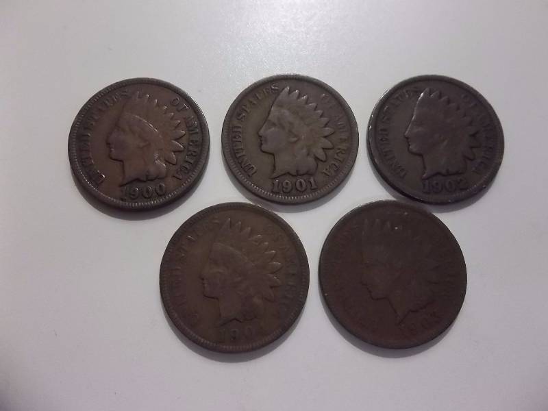 1900, 1901, 1902, 1903, 1904 Indian Head Cents Better Grades