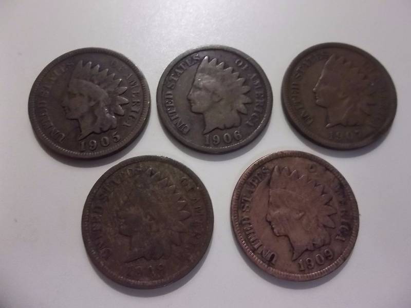 1905, 1906, 1907, 1908, 1909 Indian Head Cents Better Grades