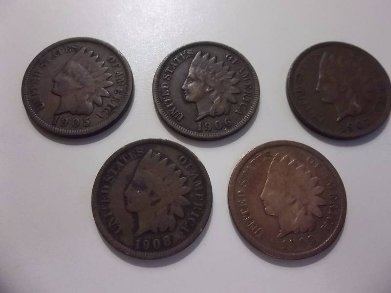 1905, 1906, 1907, 1908, 1909 Indian Head Cents Better Grades