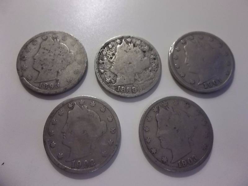 1893, 1898, 1901, 1902, 1903 V-Nickels