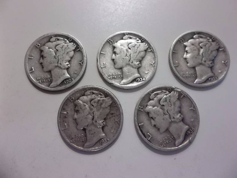 1923,1934,1935,1935 S, 1936 Mercury Dimes