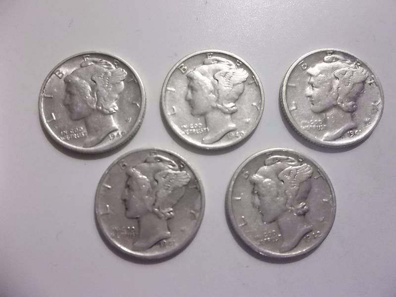1940, 1940 S, 1941 1941 S, 1942 D Mercury Dimes High Grades
