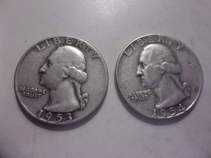1953 D,1954 D Washington Quarters