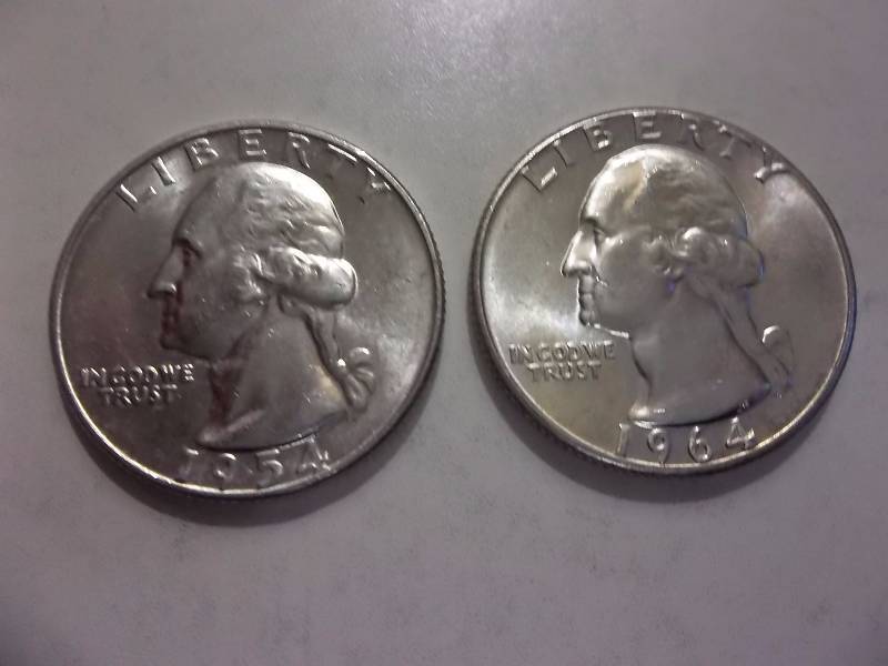 1954 D, 1964  Washington Quarters BU