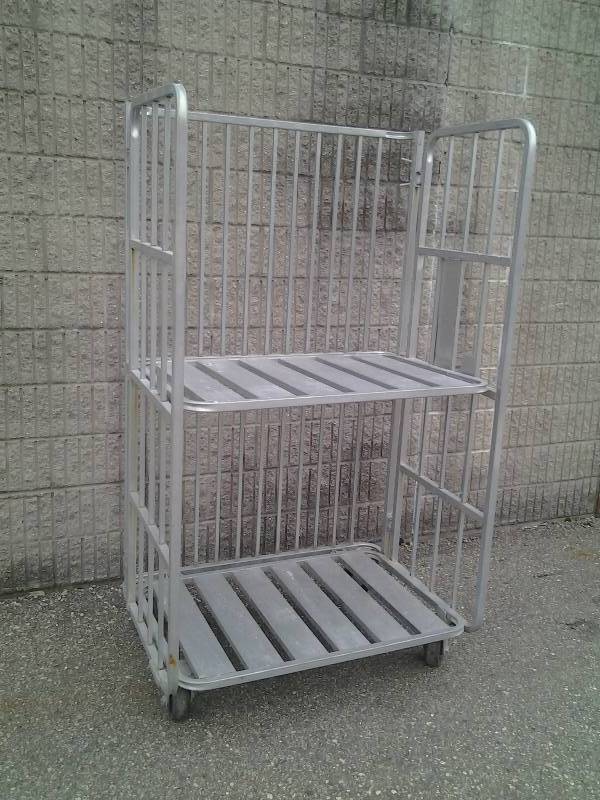 lot 2 image: Heavy Duty Upright Folding MaterialSupply Rack On Casters
