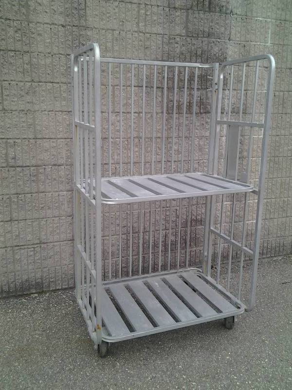 lot 5 image: Heavy Duty Upright Folding MaterialSupply Rack On Casters
