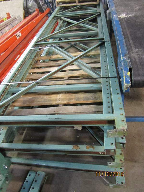 Lot of 7 16 foot pallet racking upr...