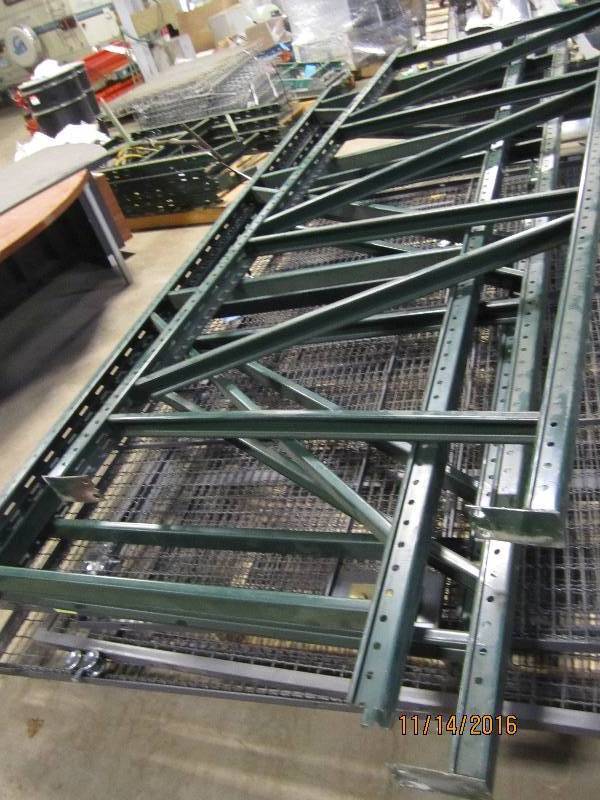 Lot of 4 11 foot pallet racking upr...