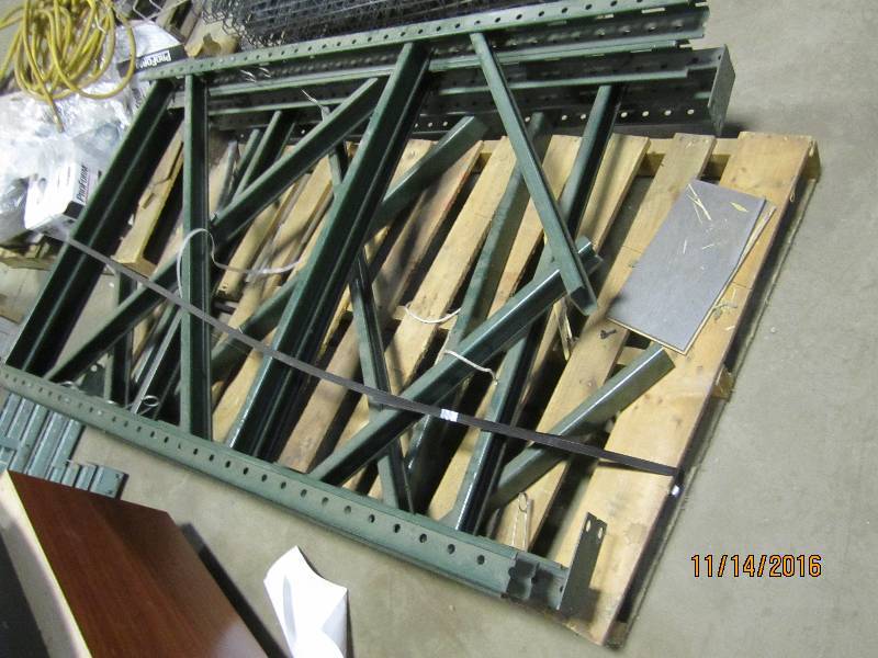 Lot of 4 5.5 foot pallet racking up...