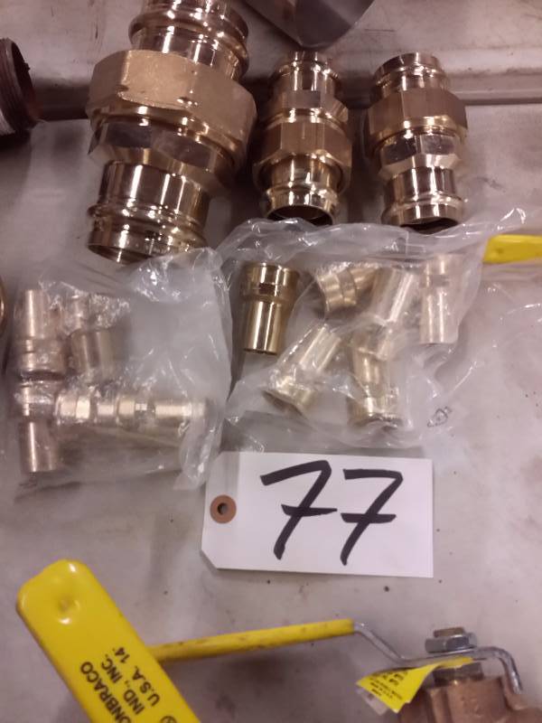 lot 77 image: Polished Brass Valves as shown.. See the labels as photographed