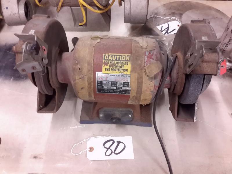 lot 80 image: K T Industries Bench Grinder.. 34 h.p.  BG - 8 Model